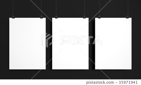Three poster mockup set. 3D illustration. 35971941