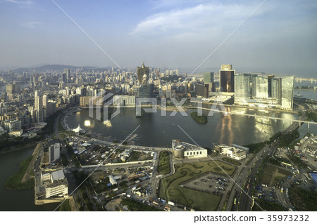 Skyscraper hotel and casino building in Macau 35973232