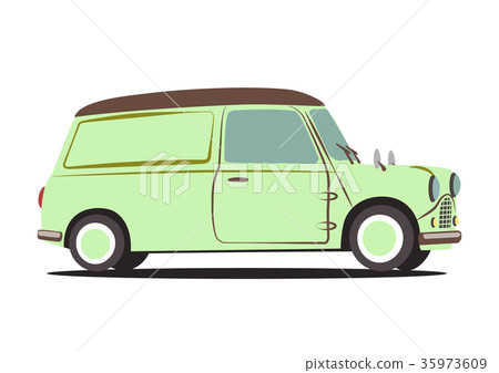 British Historic Car Van Type Green Car Illustration British Historic Car Van Type Green Car Illustration 35973609