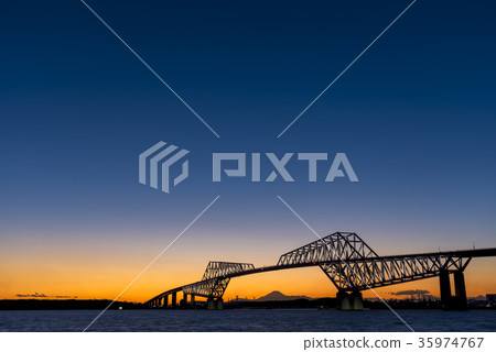 東京門橋富士山日落 35974767