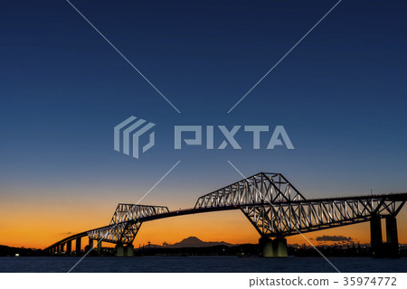 東京門橋富士山日落 東京門橋富士山日落 35974772