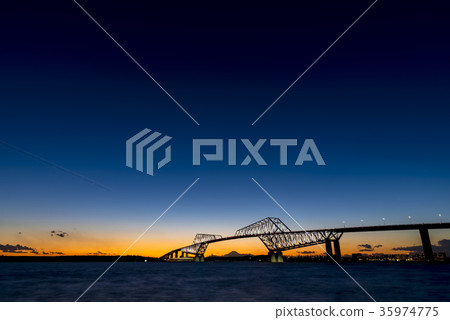 東京門橋富士山日落 35974775