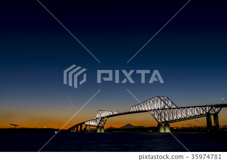 東京門橋富士山日落 35974781