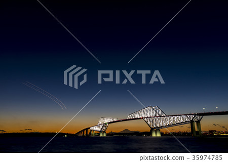 東京門橋富士山日落 35974785