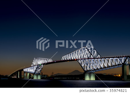 Tokyo Gate Bridge Mt. Fuji night view 35974821