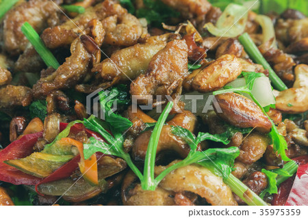 Fried Chicken with Cashew Nut red orange chilli Fried Chicken with Cashew Nut red orange chilli 35975359