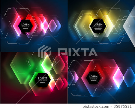 Set of techno hexagon design templates Set of techno hexagon design templates 35975551