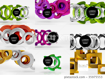 Vector set of 3d circle abstract backgrounds Vector set of 3d circle abstract backgrounds 35975553