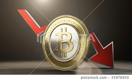 bitcoin value decreases. 3D render - Stock Illustration [35976950] - PIXTA