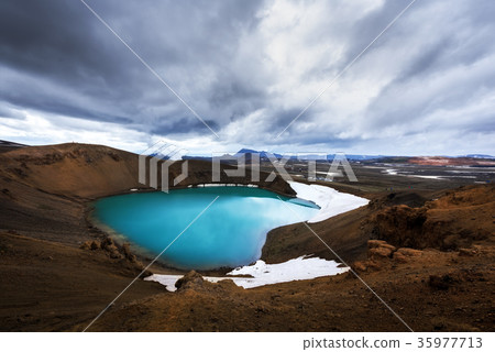 Acid hot lake in the geothermal valley Leirhnjukur 35977713