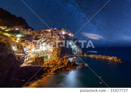 Amazing view of Manarola city at evening light 35977737