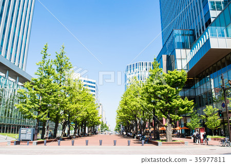 Sapporo city view Red brick office square 35977811
