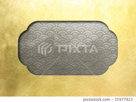 Frame gold _ blue sea wave (background material) silver 35977923