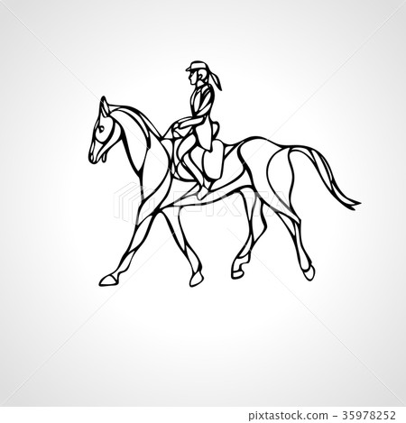 Horse race. Equestrian sport. Silhouette of racing 35978252