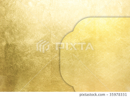 Frame _ foil (background material) gold (blue sea wave) 35978331