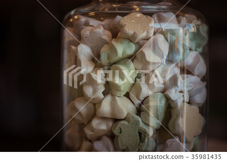 Marshmallows in glass jar Marshmallows in glass jar 35981435