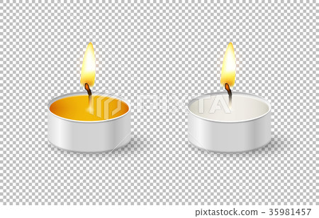 Realistic tealight candle icon set isolated on 35981457