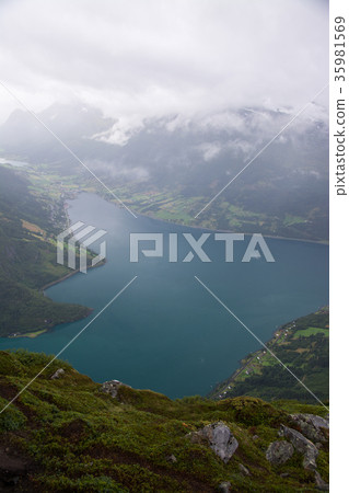 View from Hoven Mountain, Nordfjord, Norway 35981569
