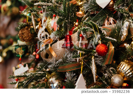 Christmas tree decorations. Close-up. 35982236
