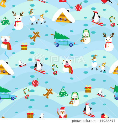 Christmas elements seamless pattern background - Stock Illustration ...