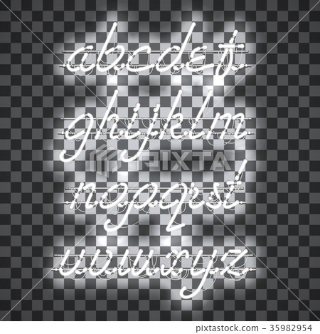 Glowing White Neon Lowercase Script Font 35982954