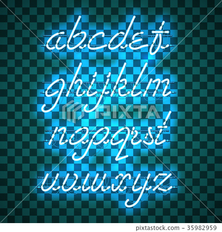Glowing Blue Neon Lowercase Script Font 35982959