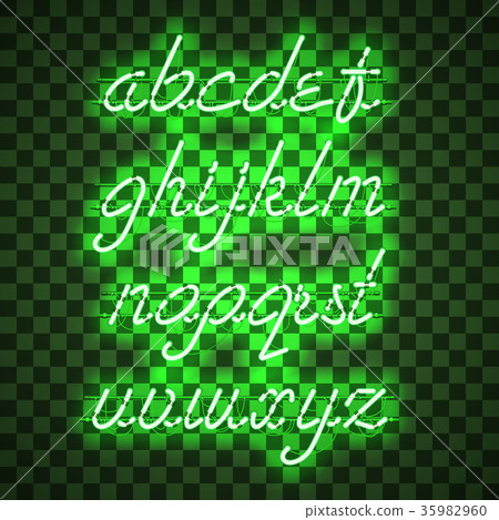 Glowing Green Neon Lowercase Script Font 35982960