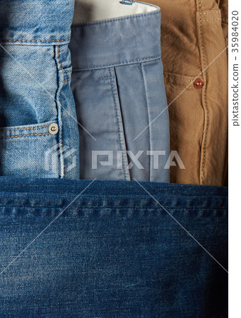 Close up of jeans stack Close up of jeans stack 35984020