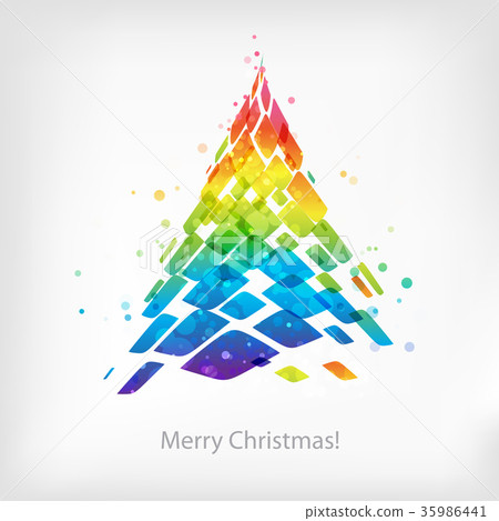 Abstract multicolor Christmas tree on white Abstract multicolor Christmas tree on white 35986441