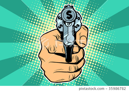 dollar currency money Finance revolver in hand 35986782