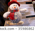 Christmas plush snowman. Happy New Year greeting 35986862