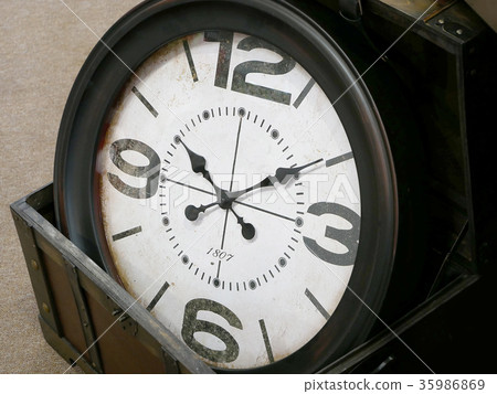Vintage clock in an old chest Vintage clock in an old chest 35986869