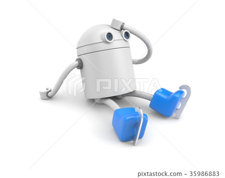 Robot fell skating. 3d illustration Robot fell skating. 3d illustration 35986883
