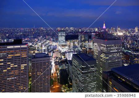 Docomo塔點亮和都市風景 35986948