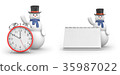 Snowman with alarm clock and snowman with calendar 35987022