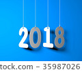White word 2018 on blue background 35987026