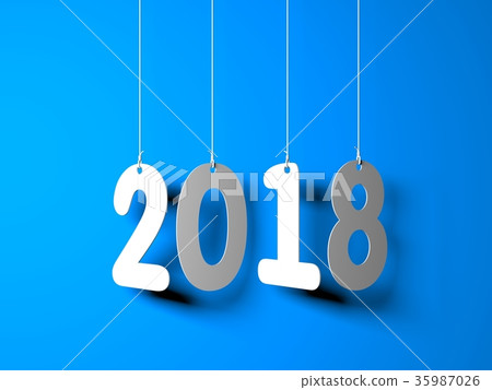 White word 2018 on blue background White word 2018 on blue background 35987026