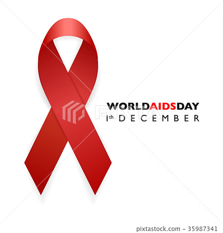 Banner with Aids Awareness Red Ribbon. Aids Day Banner with Aids Awareness Red Ribbon. Aids Day 35987341