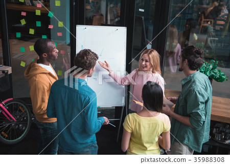 Pleasant multinational employees are looking at 35988308