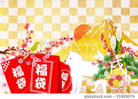 New Year's card, Mt. Fuji background 35989074