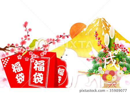 New Year's card, Mt. Fuji background 35989077