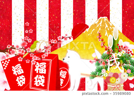 New Year's card, Mt. Fuji background 35989080