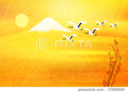 Fuji New Year's cards Japanese paper background Fuji New Year's cards Japanese paper background 35989095