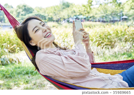 Young woman, park, break Young woman, park, break 35989665