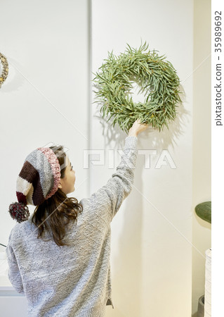 Young woman, florist, working 35989692