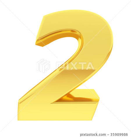 Gold number 2 with gradient reflections isolated Gold number 2 with gradient reflections isolated 35989986