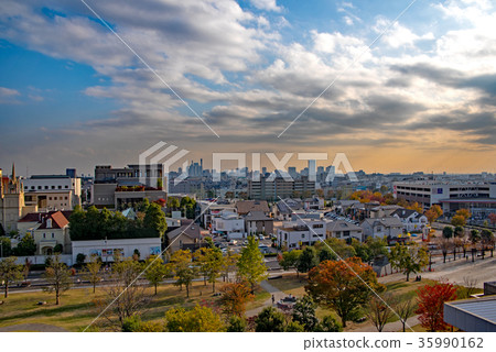 Cityscape at dusk Saitama City Omiya city area 35990162
