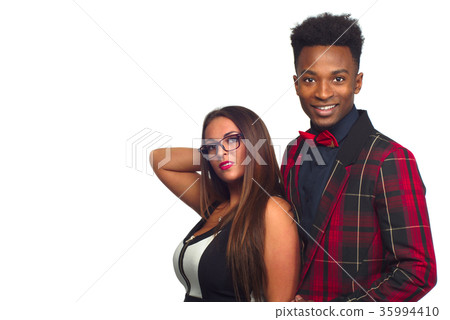 interracial couple mixed man and women friendship studio portrait relationship 35994410