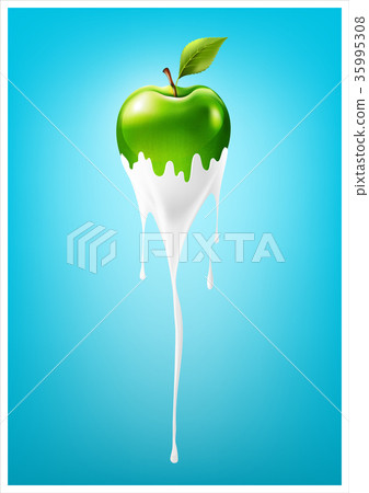 Green Apple Yogurt and Smoothie milk with fruit 35995308