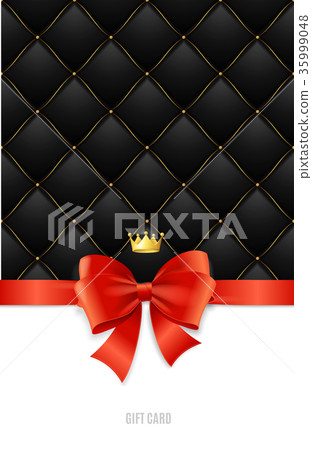 Gift Card Template, Silk Ribbon Bow And Quilted 35999048